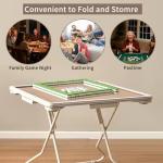 GregYoung Foldable Mahjong Table,35" Portable Square Folding Game Table with 4 Drawers and 4 Cup Holders,Suitable for Poker Cards, Mahjong, Board Games etc.(White)