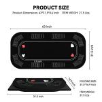 YUZPKRSI 3 in 1 Poker Table Top, Texas Hold'em Poker Card Tabletop Layout with Reversible Black Felt, Foldable Poker Table Craps Mat with Cup Holders, Carrying Bag for Poker/Blackjack/Craps