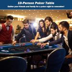 Goplus 84" Foldable Poker Table with LED Lights, 10 Players Card Board Game Table w/Casino Grade Felt, Steel Cup Holder, Padded Rails, for Texas Hold'em, Blackjack, No Assembly Required (Blue)