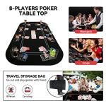 YUZPKRSI 3 in 1 Poker Table Top, Texas Hold'em Poker Card Tabletop Layout with Reversible Black Felt, Foldable Poker Table Craps Mat with Cup Holders, Carrying Bag for Poker/Blackjack/Craps