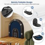 Goplus 84" Foldable Poker Table with LED Lights, 10 Players Card Board Game Table w/Casino Grade Felt, Steel Cup Holder, Padded Rails, for Texas Hold'em, Blackjack, No Assembly Required (Blue)