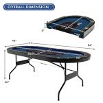 Goplus 84" Foldable Poker Table with LED Lights, 10 Players Card Board Game Table w/Casino Grade Felt, Steel Cup Holder, Padded Rails, for Texas Hold'em, Blackjack, No Assembly Required (Blue)
