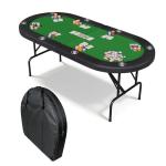 Garvee 8 Player Oval Poker Table Foldable, 72" Poker Game Tables with Storage Bag, Collapsible Legs, Padded Rails & Cup Holders, Portable Folding Game Table for Texas Holdem and Blackjack, Green