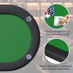 Garvee 8 Player Oval Poker Table Foldable, 72" Poker Game Tables with Storage Bag, Collapsible Legs, Padded Rails & Cup Holders, Portable Folding Game Table for Texas Holdem and Blackjack, Green