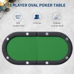Garvee 8 Player Oval Poker Table Foldable, 72" Poker Game Tables with Storage Bag, Collapsible Legs, Padded Rails & Cup Holders, Portable Folding Game Table for Texas Holdem and Blackjack, Green