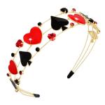 vokone Halloween Headbands for Women Red Queen Hearts Poker Card Headbands Multi Layer Pearl Crystal Hairbands Halloween Costume Headwear Party Hair Accessory Gifts (Queen Hearts)