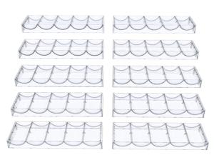 Gatherchuan Acrylic Poker Chip Tray Rack Without Lid for 100 Standard Casino Chips,Tray Rack Chip Storage Display Case for Texas Hold'em, Blackjack,Gambling, Poker Clubs,Clear