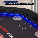 REAHOISY Foldable Poker Table with LED Lights, Octagon Casino Leisure Texas Holdem Table for 8 Player, Folding Blackjack Table w/Built-in LED Light, Padded Rails & Cup Holders for Home Game Room