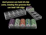 Gatherchuan Acrylic Poker Chip Tray Rack Without Lid for 100 Standard Casino Chips,Tray Rack Chip Storage Display Case for Texas Hold'em, Blackjack,Gambling, Poker Clubs,Clear