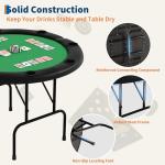 PeakPursuit 8 Player Folding Poker Table with Casino Grade Felt, 48'' Round Professional Card Table for Texas Holdem, Portable Design with Cup Holders for Home Game Nights & Parties