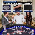 REAHOISY Foldable Poker Table with LED Lights, Octagon Casino Leisure Texas Holdem Table for 8 Player, Folding Blackjack Table w/Built-in LED Light, Padded Rails & Cup Holders for Home Game Room