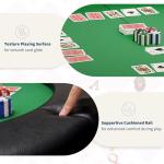PeakPursuit 8 Player Folding Poker Table with Casino Grade Felt, 48'' Round Professional Card Table for Texas Holdem, Portable Design with Cup Holders for Home Game Nights & Parties