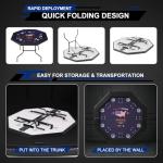REAHOISY Foldable Poker Table with LED Lights, Octagon Casino Leisure Texas Holdem Table for 8 Player, Folding Blackjack Table w/Built-in LED Light, Padded Rails & Cup Holders for Home Game Room