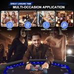 REAHOISY Foldable Poker Table with LED Lights, Octagon Casino Leisure Texas Holdem Table for 8 Player, Folding Blackjack Table w/Built-in LED Light, Padded Rails & Cup Holders for Home Game Room