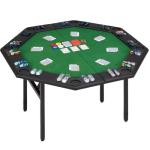 ECOTOUGE Foldable Poker Table, 8 Players Octagon Texas Holdem Poker Table with Chip Trays & Collapsible Legs, Folding Game Table for Casino Leisure Game, Blackjack, Easy Assembly, Green