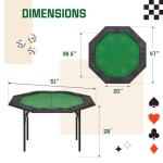 ECOTOUGE Foldable Poker Table, 8 Players Octagon Texas Holdem Poker Table with Chip Trays & Collapsible Legs, Folding Game Table for Casino Leisure Game, Blackjack, Easy Assembly, Green