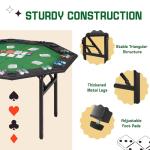 ECOTOUGE Foldable Poker Table, 8 Players Octagon Texas Holdem Poker Table with Chip Trays & Collapsible Legs, Folding Game Table for Casino Leisure Game, Blackjack, Easy Assembly, Green