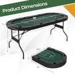 Goplus 72” Poker Table Foldable, 8 Players Card Board Game Table w/Deep Metal Cup Holders, Casino Grade Felt, Portable Folding Oval Blackjack Table for Texas Holdem, No Assembly Required (Green)