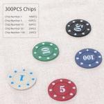 300pc Denomination Fake Plastic Poker Chips Set Counting Chips Mahiong Chips Bulk Playing Cards Chip Blackjack foldable Counters Numbers Mini Black Jack Lightweight Poker Chip for Travel Games 2 Decks