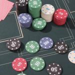 300pc Denomination Fake Plastic Poker Chips Set Counting Chips Mahiong Chips Bulk Playing Cards Chip Blackjack foldable Counters Numbers Mini Black Jack Lightweight Poker Chip for Travel Games 2 Decks