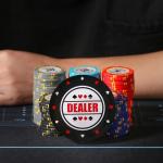 RUNNING HOT Acrylic Poker Dealer Button - Professional Casino-Grade Accessory for Home Games & Tournaments, Poker Gifts for Men (White & Black)