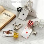 YcaeyLnaR Poker Theme 3-Piece Keychain Set - Ace of Spades, Ace of Hearts, Joker with Four-Pointed Star and Dice Charms, Lucky Bag and Purse Accessories for Women and Men