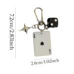 YcaeyLnaR Poker Theme 3-Piece Keychain Set - Ace of Spades, Ace of Hearts, Joker with Four-Pointed Star and Dice Charms, Lucky Bag and Purse Accessories for Women and Men