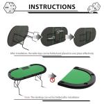 GAOMON Oval Poker Table for 10 Players, Foldable Casino Gaming Table with Collapsible Legs, Plastic Cup Holders & Water-Resistant Cushioned Rail, Texas Holdem Blackjack Card Table - Green