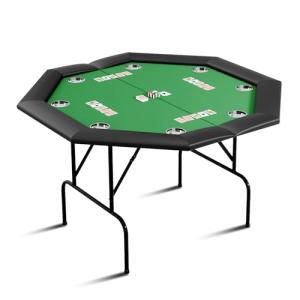 PeakPursuit Octagon Poker Table with Collapsible Legs, Blackjack Gaming Tables for 8 Players, Casino Leisure Table with Water-Resistant Cushioned Rail, Stainless Steel Cup Holder