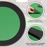 GAOMON Oval Poker Table for 10 Players, Foldable Casino Gaming Table with Collapsible Legs, Plastic Cup Holders & Water-Resistant Cushioned Rail, Texas Holdem Blackjack Card Table - Green
