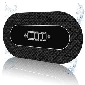 FURUISEN Waterproof 70 x 35 Inch Texas Hold'em Poker Mat for Table, Portable Poker Table Top with Smooth Premium Surface, Noise Reduction, and Zipper Handbag for Professional Poker Games Casino Games