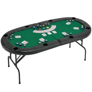 ECOTOUGE Poker Table Foldable, 8 Players Gaming Table w/Portable Oxford Bag, Folding Oval Texas HoldemTable with Stylish Padded Rails for Casino Leisure Game, No Assembly Required, Green