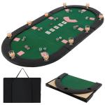 Giantex 82" x 42" Poker Table Top, 10 Player Oval Triple-Fold Blackjack Poker Card Table Topper w/Carrying Bag, Cup Holders, Portable Foldable Texas Holdem Poker Mat Layout for Casino Board Game