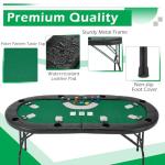ECOTOUGE Poker Table Foldable, 8 Players Gaming Table w/Portable Oxford Bag, Folding Oval Texas HoldemTable with Stylish Padded Rails for Casino Leisure Game, No Assembly Required, Green