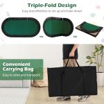 Giantex 82" x 42" Poker Table Top, 10 Player Oval Triple-Fold Blackjack Poker Card Table Topper w/Carrying Bag, Cup Holders, Portable Foldable Texas Holdem Poker Mat Layout for Casino Board Game