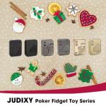 JUDIXY Fidget Slider, Metal Poker Push Card, Fidget Clicker, Fidget Toys for Adults, Relieve Stress Anxiety ADHD, Gift for Boyfriend, Husband and Father (Sliver A)