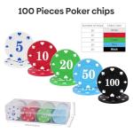 sharkplay Plastic Poker Chips Set with Storage Box for Blackjack, Texas Hold'em, Night Poker Games (100PCS with Numbers)