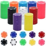 Coopay 250 Pcs Plastic Poker Chips for Texas Hold'em, Blackjack, Poker Chips Set with Dice Striped Edges for Card Board Game, Card Club Late Game Night Home Themed Events Party Supplies