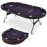REAHOISY 10 Player Poker Table Foldable, Folding Texas Holdem Casino Table with Padded Rails & Cup Holders, Portable Poker Game Table for Home or Game Room, 84 Inch