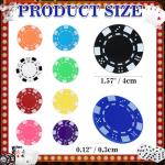 Coopay 250 Pcs Plastic Poker Chips for Texas Hold'em, Blackjack, Poker Chips Set with Dice Striped Edges for Card Board Game, Card Club Late Game Night Home Themed Events Party Supplies