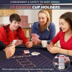 REAHOISY 10 Player Poker Table Foldable, Folding Texas Holdem Casino Table with Padded Rails & Cup Holders, Portable Poker Game Table for Home or Game Room, 84 Inch