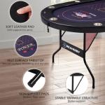 REAHOISY 10 Player Poker Table Foldable, Folding Texas Holdem Casino Table with Padded Rails & Cup Holders, Portable Poker Game Table for Home or Game Room, 84 Inch