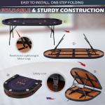 REAHOISY 10 Player Poker Table Foldable, Folding Texas Holdem Casino Table with Padded Rails & Cup Holders, Portable Poker Game Table for Home or Game Room, 84 Inch