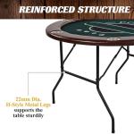 Barrington Billiards 6 Player Folding Round Card Table Casino Style 46 Inch Poker Table with Padded Rails, Cup Holders, and Poker Chips and Cards