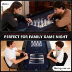 RAYKEEP 4-in-1 Poker Table Foldable, 8 Player Folding Poker Table w/Interchangeable Texas Holdem/Blackjack Game Mat & Built-in Chess/Backgammon Board, Portable Game Table for Home Party（72inch