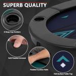 RAYKEEP 4-in-1 Poker Table Foldable, 8 Player Folding Poker Table w/Interchangeable Texas Holdem/Blackjack Game Mat & Built-in Chess/Backgammon Board, Portable Game Table for Home Party（72inch