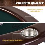 Barrington Billiards 6 Player Folding Round Card Table Casino Style 46 Inch Poker Table with Padded Rails, Cup Holders, and Poker Chips and Cards