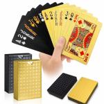 JWENUPDE 2 Pack Waterproof Plastic Playing Cards, Gold & Black Diamond Texture Luxury Deck of Cards, Waterproof Poker Cards for Pool Beach Party, Ideal for Blackjack, Tarot, Canasta Card Games