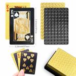 JWENUPDE 2 Pack Waterproof Plastic Playing Cards, Gold & Black Diamond Texture Luxury Deck of Cards, Waterproof Poker Cards for Pool Beach Party, Ideal for Blackjack, Tarot, Canasta Card Games