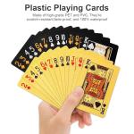 JWENUPDE 2 Pack Waterproof Plastic Playing Cards, Gold & Black Diamond Texture Luxury Deck of Cards, Waterproof Poker Cards for Pool Beach Party, Ideal for Blackjack, Tarot, Canasta Card Games